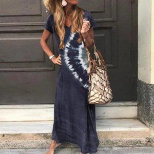 NWOT -Dark Blue Summertime Maxi Dress
